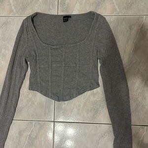 shein grey crop long sleeve size small